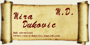 Mira Duković vizit kartica